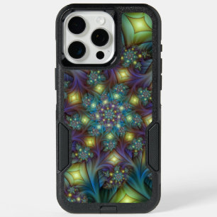Illuminated Abstract Shiny Teal Purple Fractal Art iPhone 15 Pro Max Case