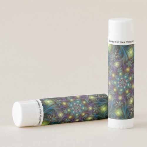 Illuminated Abstract Shiny Teal Purple Fractal Art Lip Balm