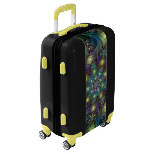 Illuminated Abstract Shiny Teal Purple Fractal Art Luggage