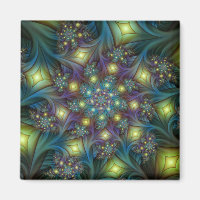 Illuminated Abstract Shiny Teal Purple Fractal Art