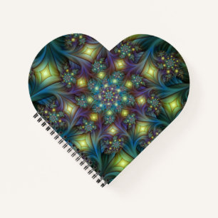 Illuminated Abstract Shiny Teal Purple Fractal Art Notebook