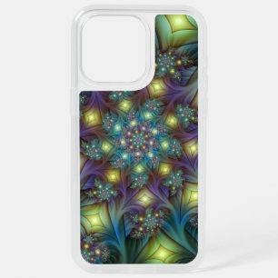Illuminated Abstract Shiny Teal Purple Fractal Art iPhone 15 Pro Max Case