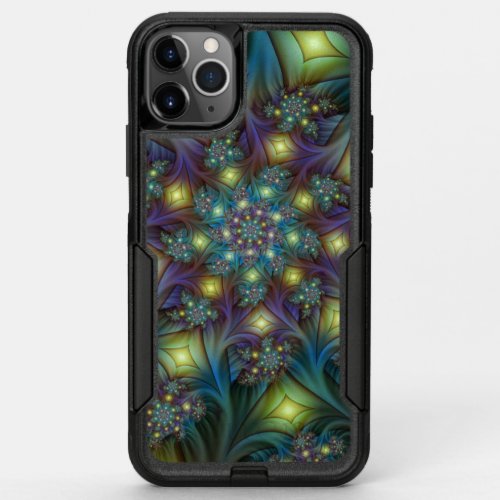 Illuminated Abstract Shiny Teal Purple Fractal Art OtterBox Commuter iPhone 11 Pro Max Case