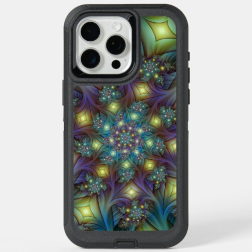 Illuminated Abstract Shiny Teal Purple Fractal Art iPhone 15 Pro Max Case