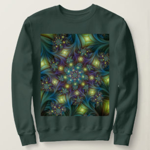 Illuminated Abstract Shiny Teal Purple Fractal Art Sweatshirt