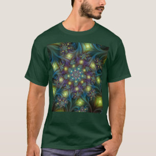 Illuminated Abstract Shiny Teal Purple Fractal Art T-Shirt