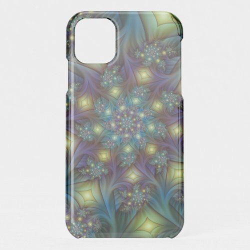 Illuminated Abstract Shiny Teal Purple Fractal Art iPhone 11 Case