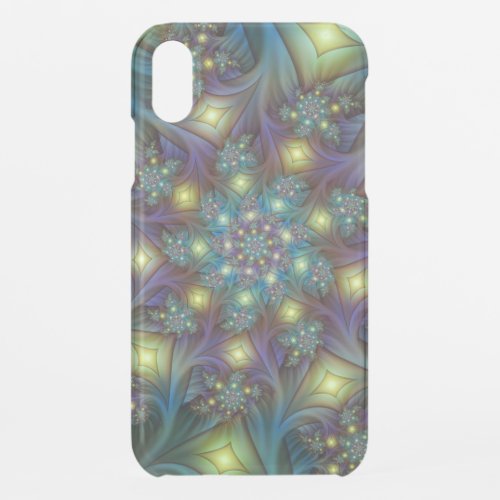 Illuminated Abstract Shiny Teal Purple Fractal Art iPhone XR Case