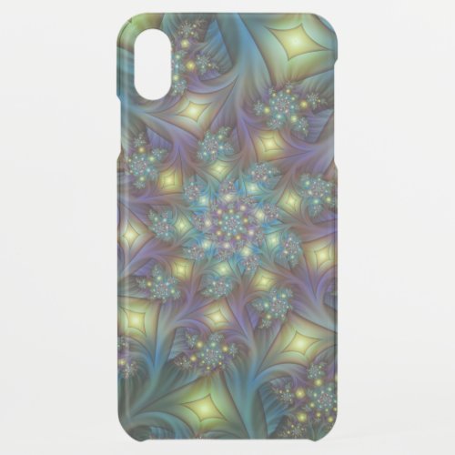 Illuminated Abstract Shiny Teal Purple Fractal Art iPhone XS Max Case