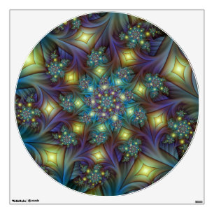 Illuminated Abstract Shiny Teal Purple Fractal Art Wall Decal