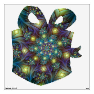 Illuminated Abstract Shiny Teal Purple Fractal Art Wall Decal