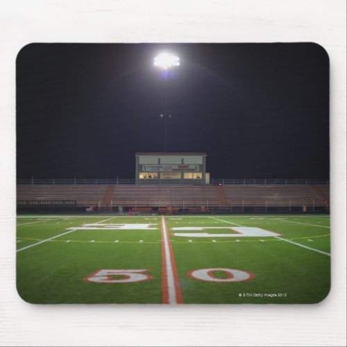 Illuminated American football field at night Mouse Pad