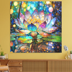 Illuminated Blooming Lotus Flower Canvas Print