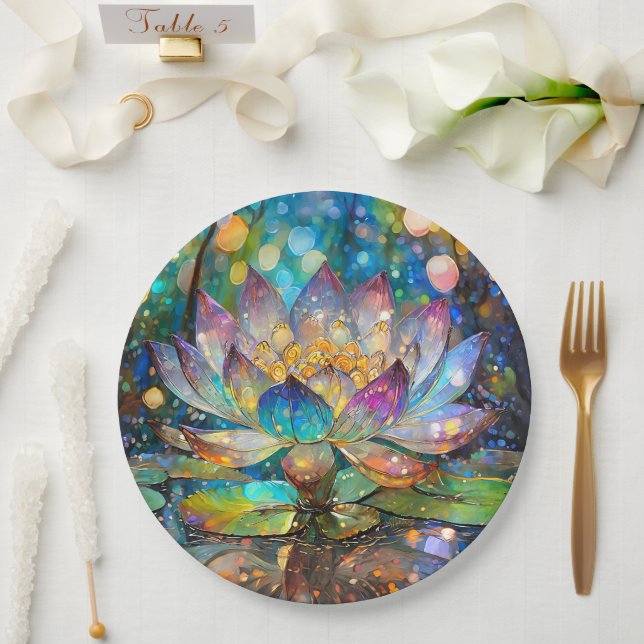 Illuminated Blooming Lotus Flower Paper Plates (Wedding)