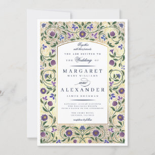 Illuminated Border Wedding Invitation / Faux Gold