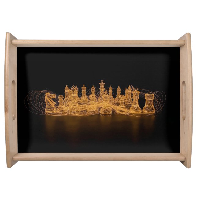 Illuminated Chess Pieces Serving Tray (Front)