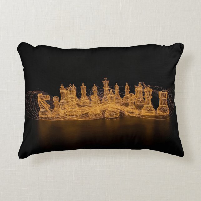 Illuminated Chess Pieces Throw Pillow (Front)