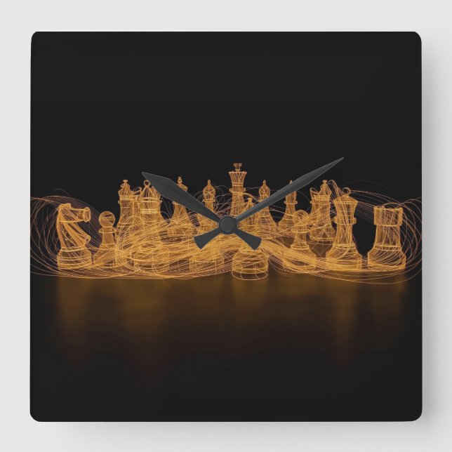 Illuminated Chess Pieces Wall Clock (Front)