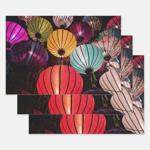Illuminated Chinese Lanterns  Wrapping Paper Sheets