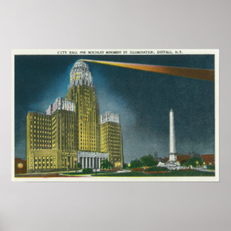 Illuminated City Hall View Poster