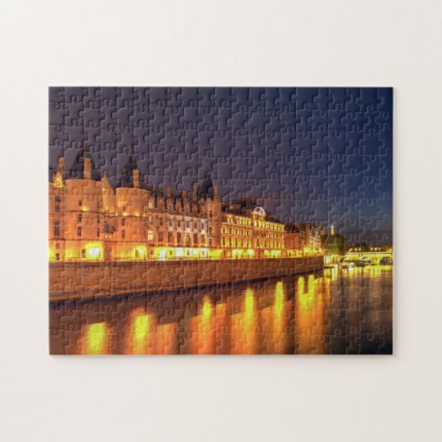 Illuminated Conciergerie at night _ Paris France Jigsaw Puzzle