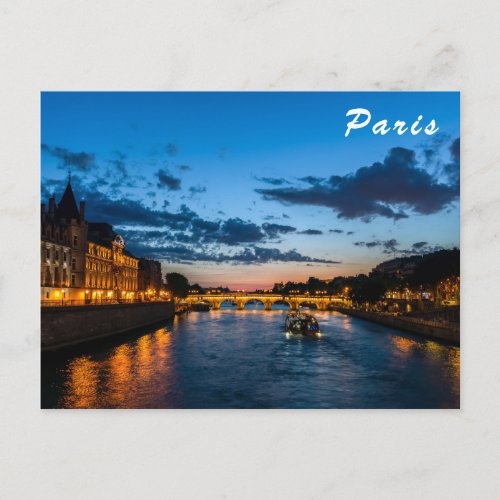 Illuminated Conciergerie at night _ Paris France Postcard