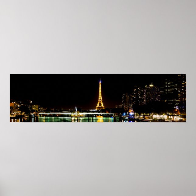 Illuminated Eiffel tower in Paris at night Poster (Front)