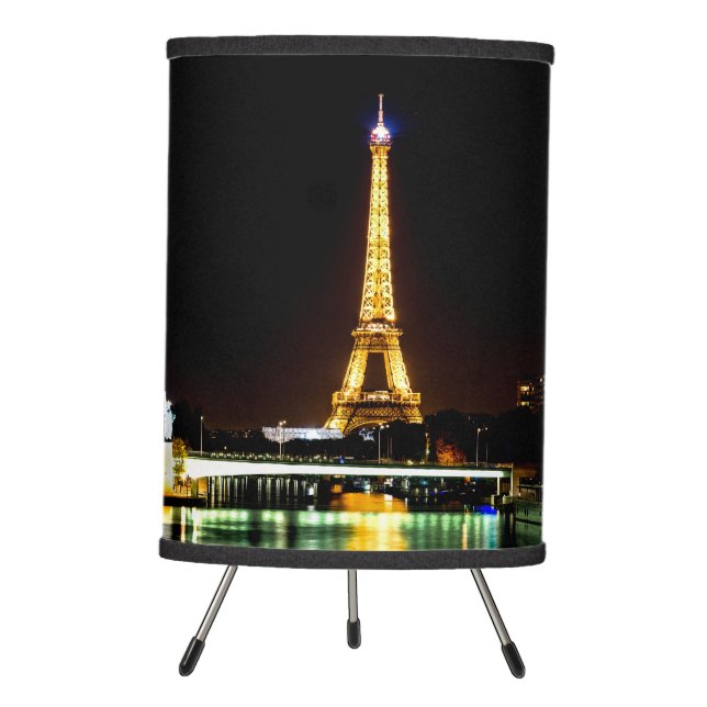 Illuminated Eiffel tower in Paris at night Tripod Lamp (Front)