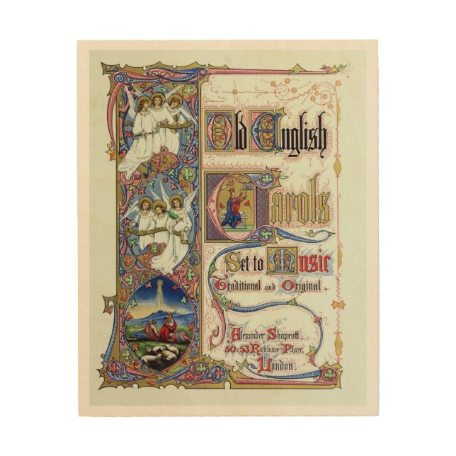 Illuminated English Christmas Carols Plaque Wood Wall Art (Front)