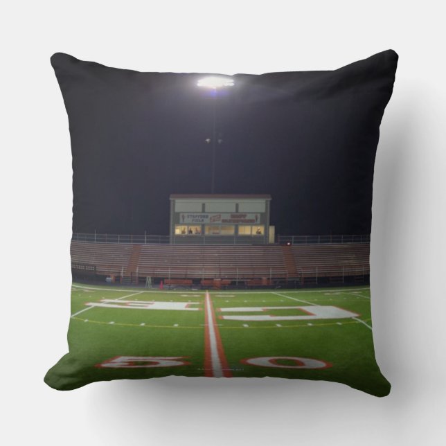 Illuminated Football Field Throw Pillow (Front)