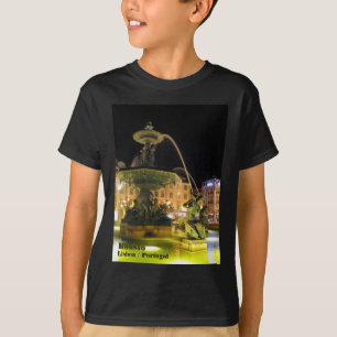 Illuminated Fountain and Mermaid. Rossio, Lisbon T-Shirt