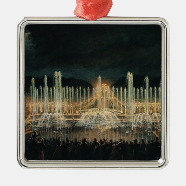 Illuminated Fountain Display Metal Ornament (Front)