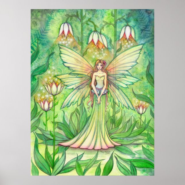 Illuminated Garden Flower Fairy Fantasy Art Poster (Front)
