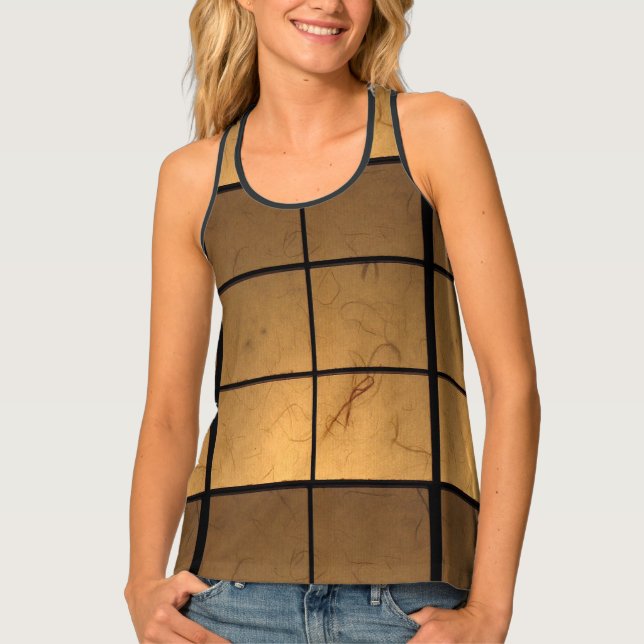 Illuminated Golden Copper Square Pattern Tank Top (Front)