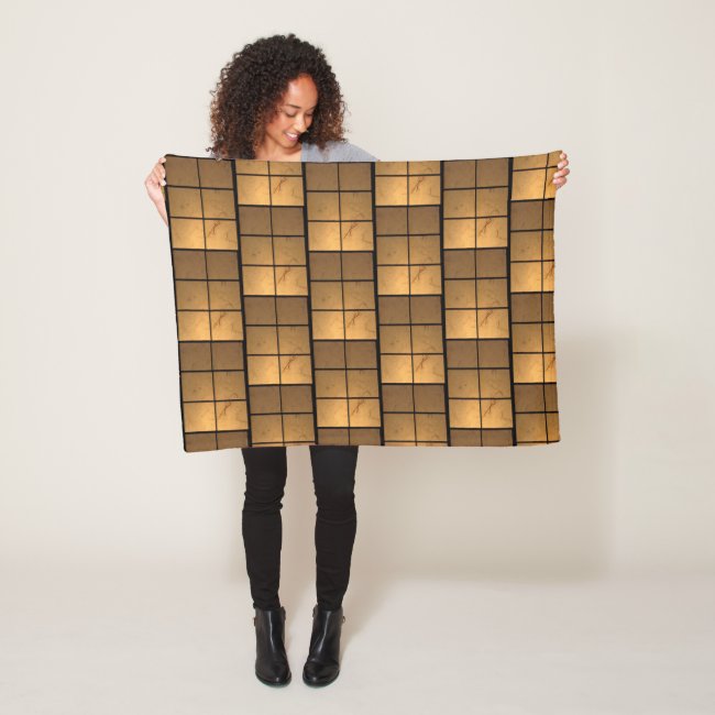 Illuminated Golden Square Pattern Fleece Blanket