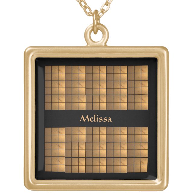 Illuminated Golden Square Pattern Necklace