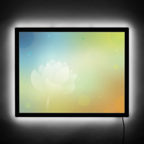 Illuminated Green and blue Lotus  LED Sign