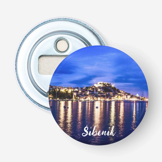 Illuminated harbor in Sibenik, Croatia Bottle Opener (Front)