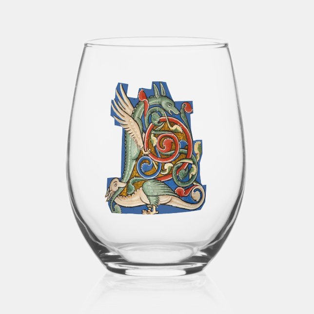 Illuminated Initial L Stemless Wine Glass (Front)