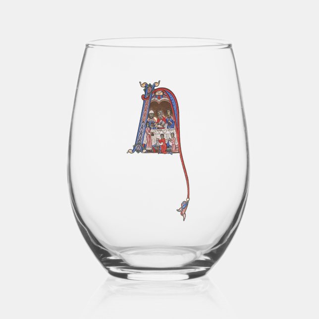 Illuminated Initial N Stemless Wine Glass (Front)