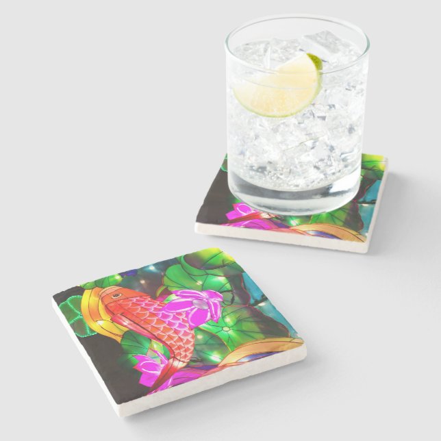 Illuminated Koi Stone Coaster (Side)
