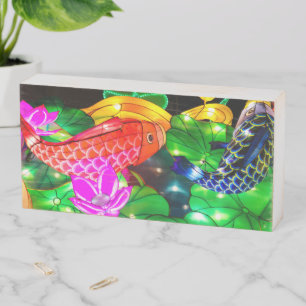 Illuminated Koi Wooden Box Sign