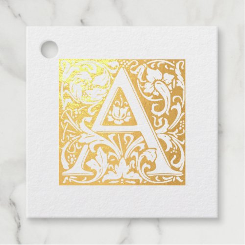 Illuminated Letter A Monogram Wedding Anniversary Foil Favor Tags