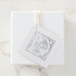 Illuminated Letter D Monogram Silver Anniversary Foil Favor Tags