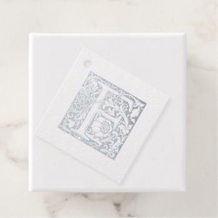Illuminated Letter F Monogram Silver Anniversary Foil Favor Tags