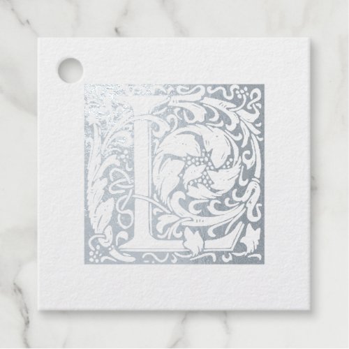 Illuminated Letter L Silver Anniversary Monogram Foil Favor Tags