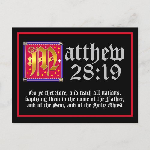 Illuminated Letter Matthew 2819 Bible Quote Postcard