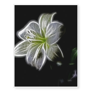 Illuminated like Outline of a White lily Flower Temporary Tattoos