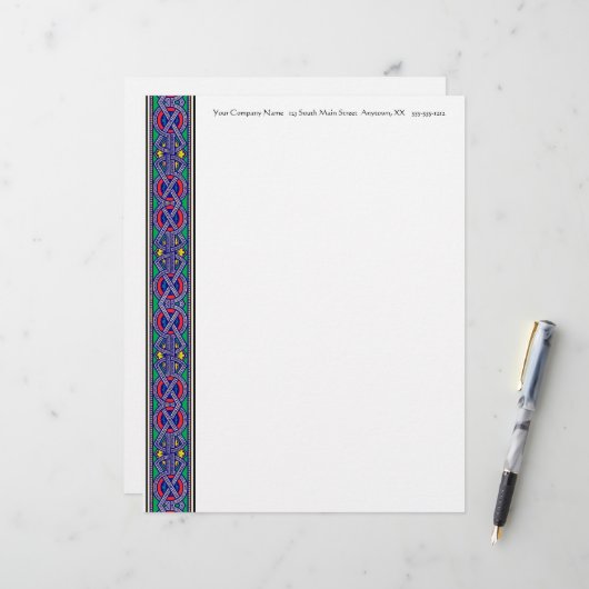 Illuminated Manuscript Border in Red Blue n Green (Front/Back In Situ)