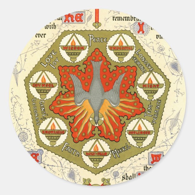 Illuminated Manuscript for Whitsuntide Classic Round Sticker (Front)